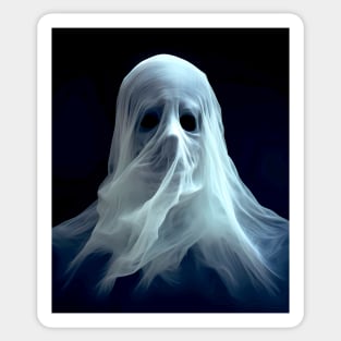 Halloween Ghost 5: "Ghosts Are Real" Haunting Spirit on a Dark Background Sticker